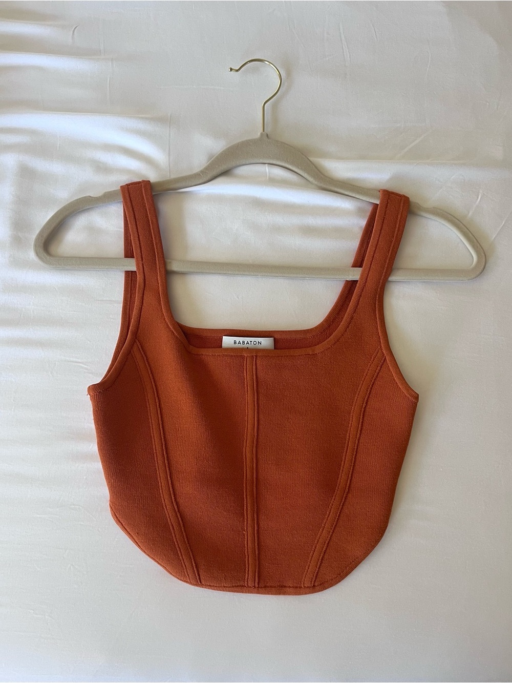 Babaton Rust Square-Neck Crop Tank